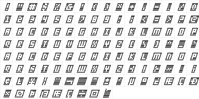Y-Grid Italic Italic Character Map