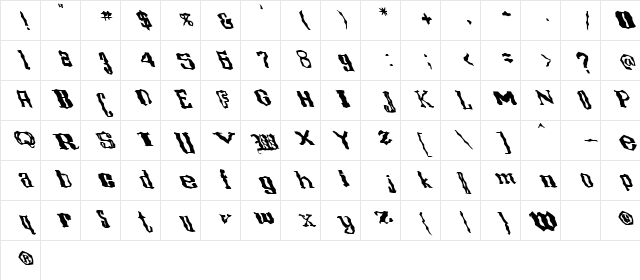 FZ WACKY 16 LEFTY Normal Character Map FZ WACKY 16 LEFTY Normal Character Map