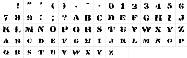 FZ WACKY 17 Normal Character Map FZ WACKY 17 Normal Character Map