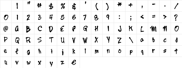 Year2000Boogie Regular Character Map Year2000Boogie Regular Character Map