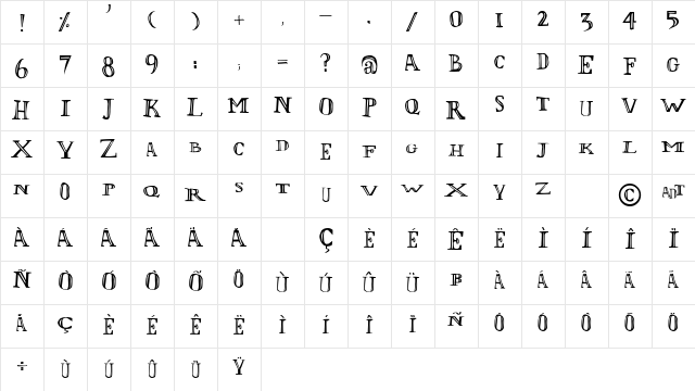 L'Olivier Irregular Character Map