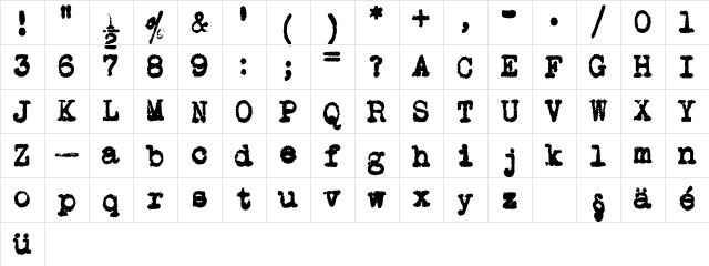 L.C. Smith 5 typewriter Regular Character Map