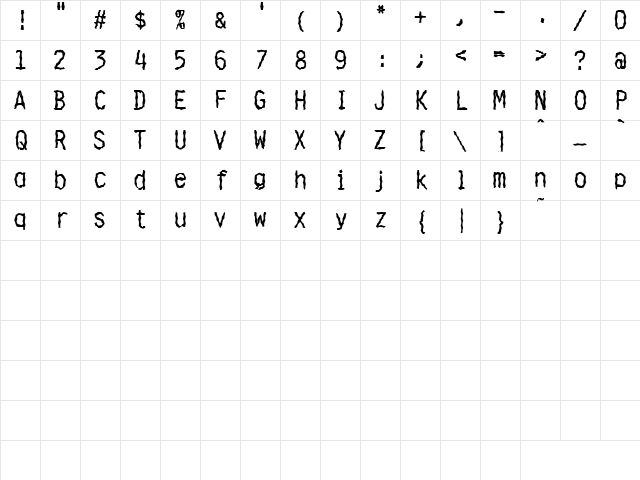 FZ WACKY 36 Normal Character Map