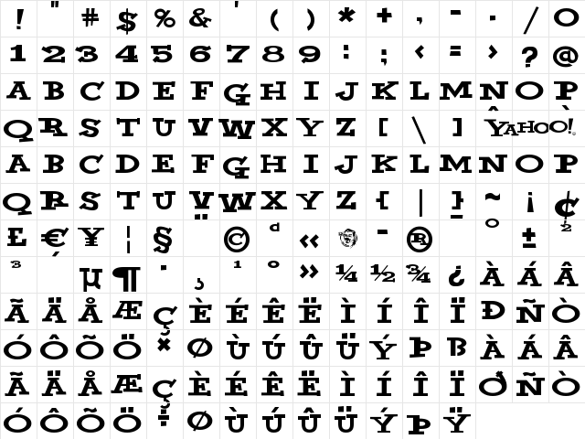 Yahoo Regular Character Map Yahoo Regular Character Map