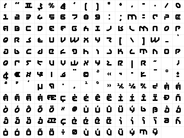 Yahren Bold Bold Character Map