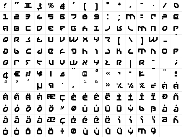 Yahren Regular Character Map Yahren Regular Character Map