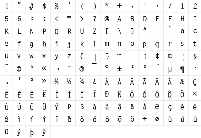 LetterGotLMed Regular Character Map LetterGotLMed Regular Character Map