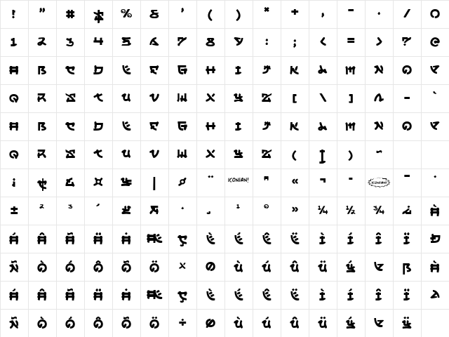Yama Moto Regular Character Map Yama Moto Regular Character Map