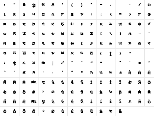 Yama Moto Academy Regular Character Map