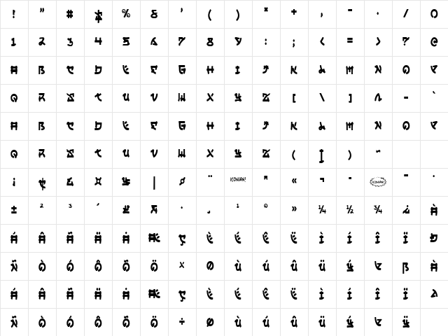 Yama Moto Condensed Condensed Character Map