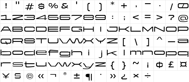 Yapari Med Extd Regular Character Map