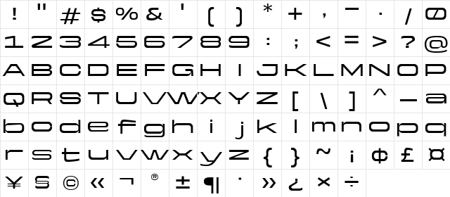 Yapari Med Wide Regular Character Map Yapari Med Wide Regular Character Map