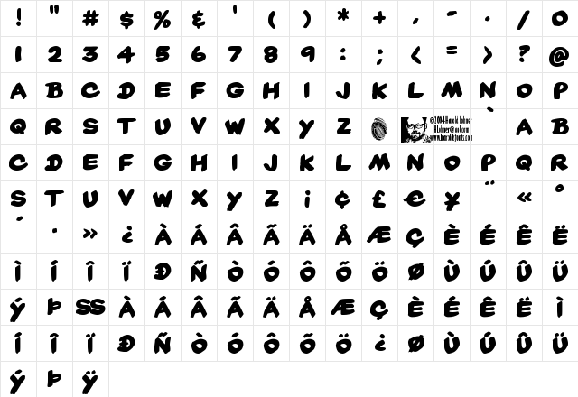 Yard Sale Regular Character Map