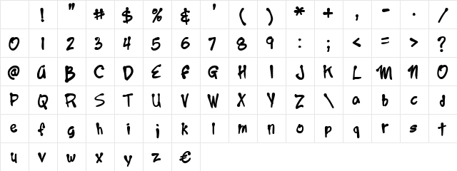Year2000Boogie Regular Character Map Year2000Boogie Regular Character Map