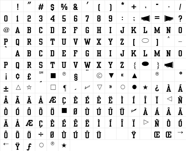 Yearbook Solid Regular Character Map Yearbook Solid Regular Character Map