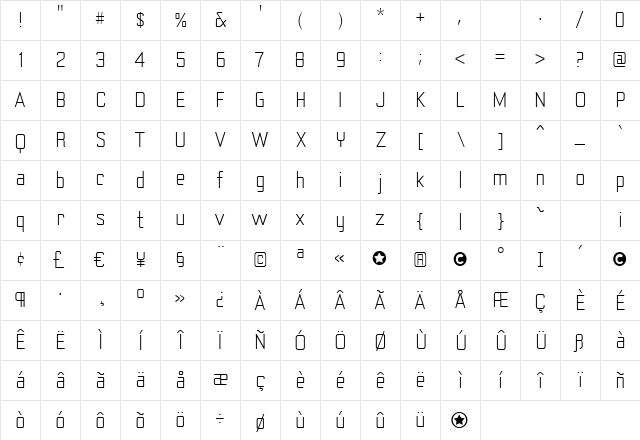 YearlingLite Regular Character Map YearlingLite Regular Character Map