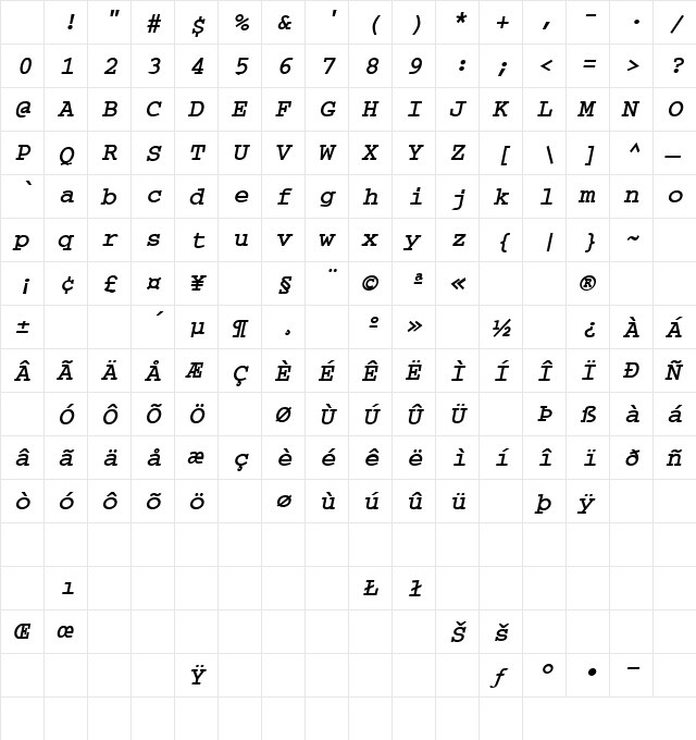 Yellow 2 Regular Character Map Yellow 2 Regular Character Map
