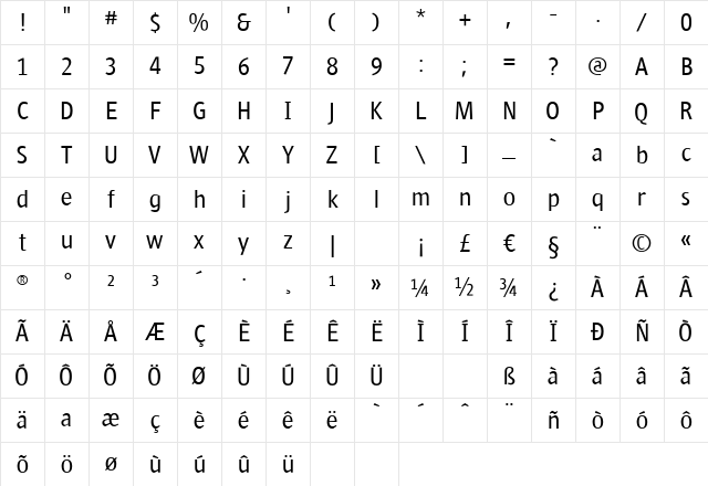 Yellow Regular Character Map Yellow Regular Character Map