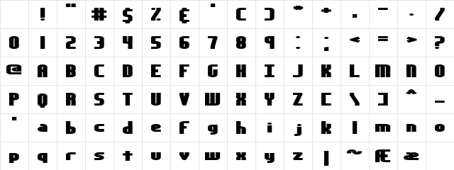 Yesterday (BRK) Regular Character Map Yesterday (BRK) Regular Character Map