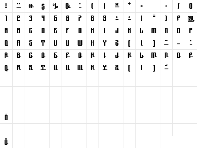YnduPro Regular Character Map