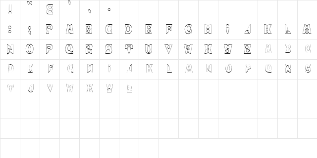 YoBabyOutlineSCapsSSK Regular Character Map
