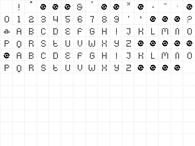 Yobbo Regular Character Map