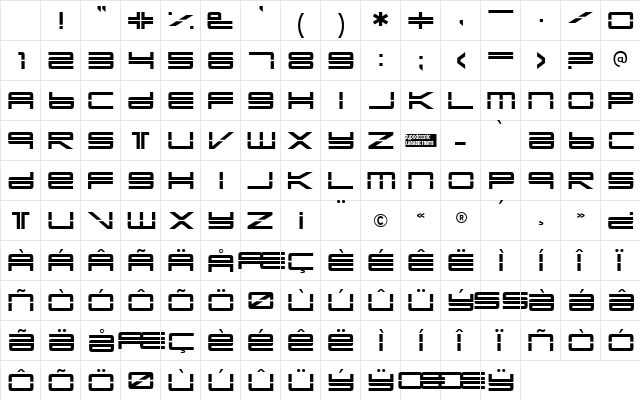 Yonder Recoil Regular Character Map