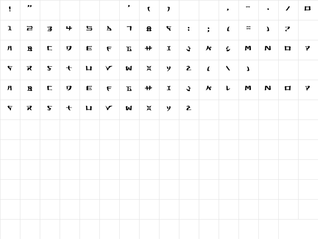 Yorstat Regular Character Map