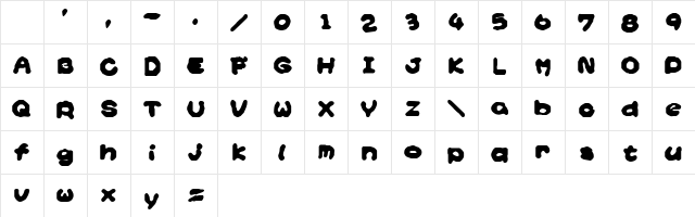 Yoshi's Story game text BRK Regular Character Map