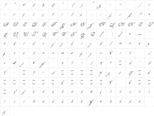Young Baroque LET Plain Character Map