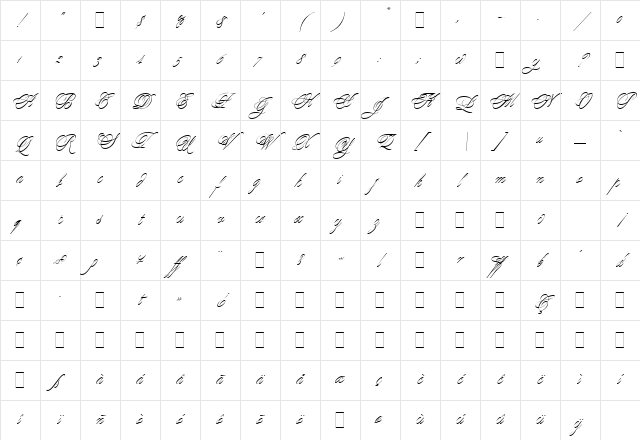 Young Baroque LET Regular Character Map