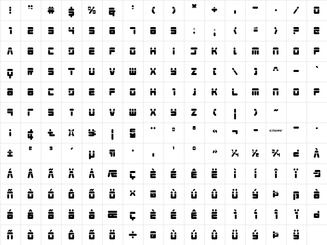 Young Techs Laser Regular Character Map