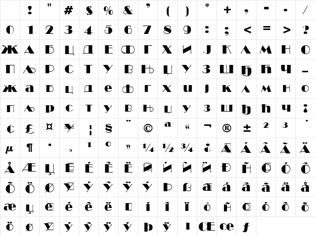 Yu C Broadway Roman Character Map Yu C Broadway Roman Character Map