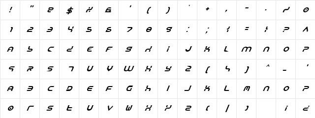 Yukon Tech Italic Italic Character Map Yukon Tech Italic Italic Character Map