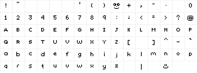 Yunapixel Regular Character Map Yunapixel Regular Character Map