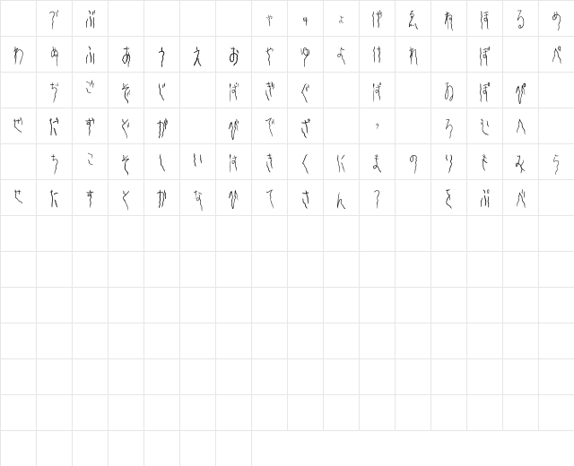 Yura_Hiragana Regular Character Map