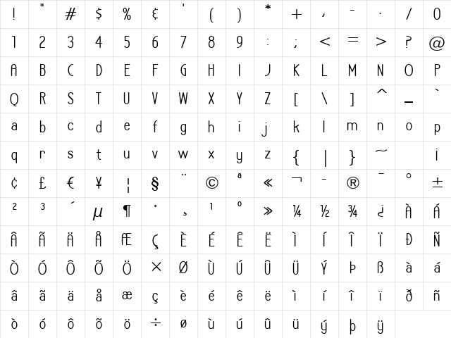 LA Headlights BTN Bold Character Map LA Headlights BTN Bold Character Map