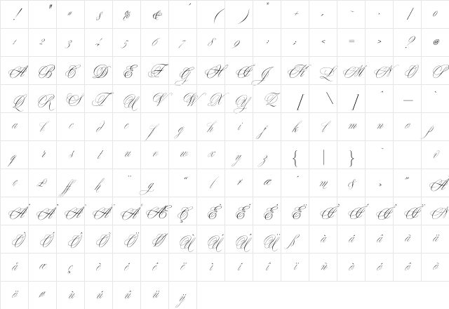 YvesScript Regular Character Map