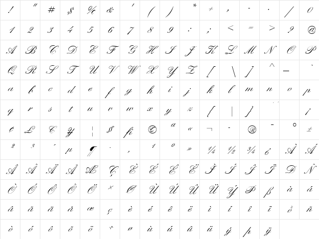 YvonneBecker Regular Character Map YvonneBecker Regular Character Map