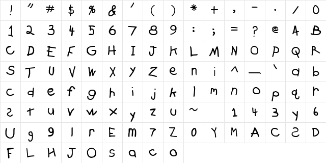 Zachary Regular Character Map