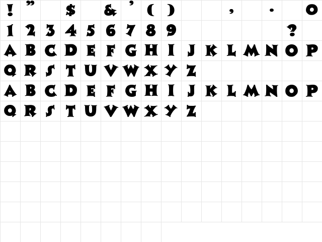 Zaleski bold Bold Character Map