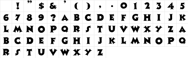 ZaleskiCaps-Normal Regular Character Map ZaleskiCaps-Normal Regular Character Map