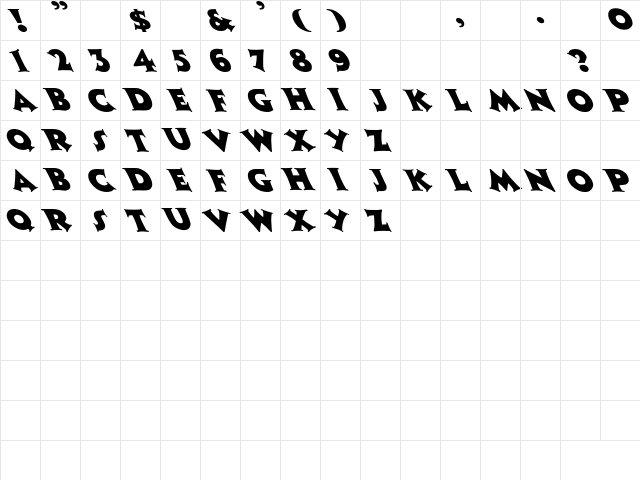 Zaleski Extreme Lefti Regular Character Map
