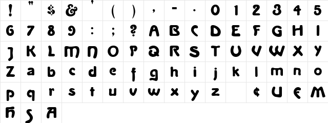 La Negrita Regular Character Map