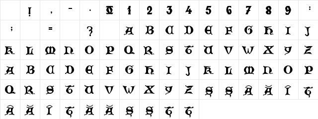 Zamolxis  V Regular Character Map