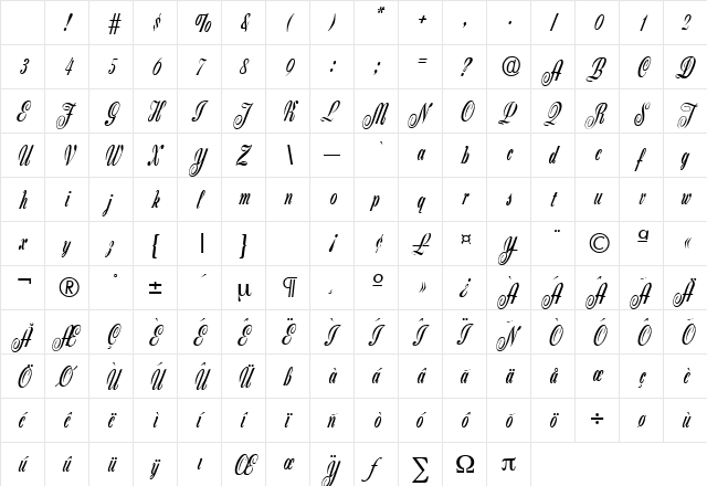Zanzibar Regular Character Map