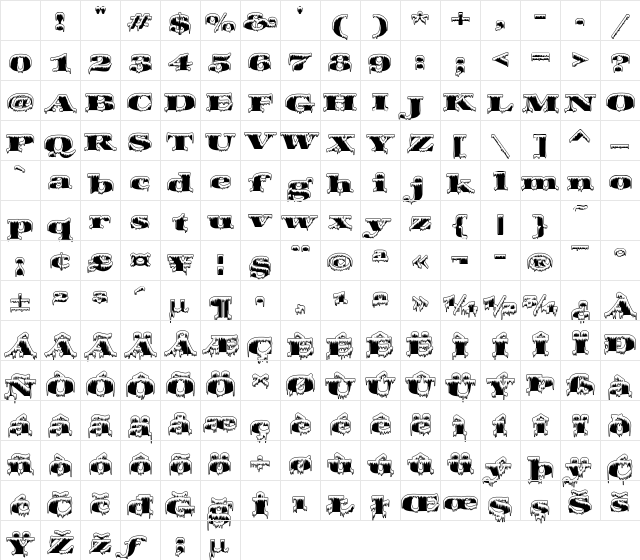 Zapf 'SnowBound' Heavy Character Map