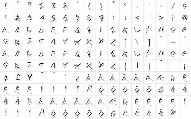 Zapper Regular Character Map