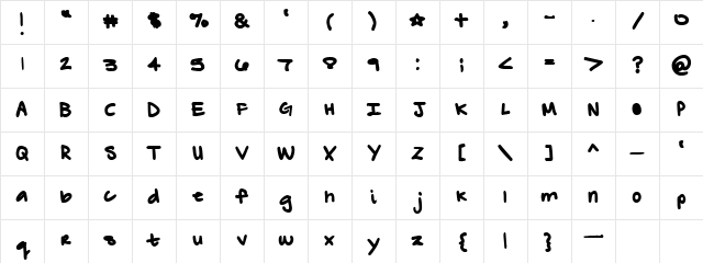 ZebraFlames Bold Regular Character Map