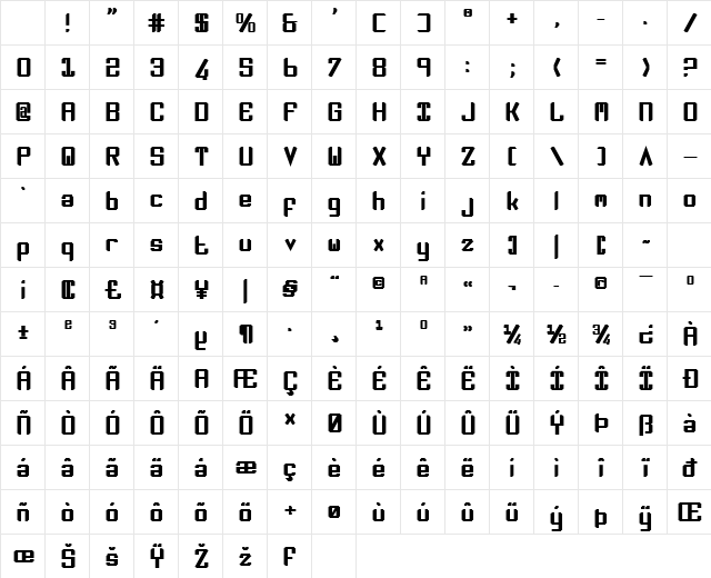 Zee Lance Bold Character Map Zee Lance Bold Character Map